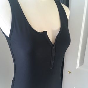 Backless Zipper Front Swimsuit